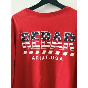 Ariat Rebar Long Sleeve Shirt Mens 3XL Red Pocket USA Flag Back Work Tee New